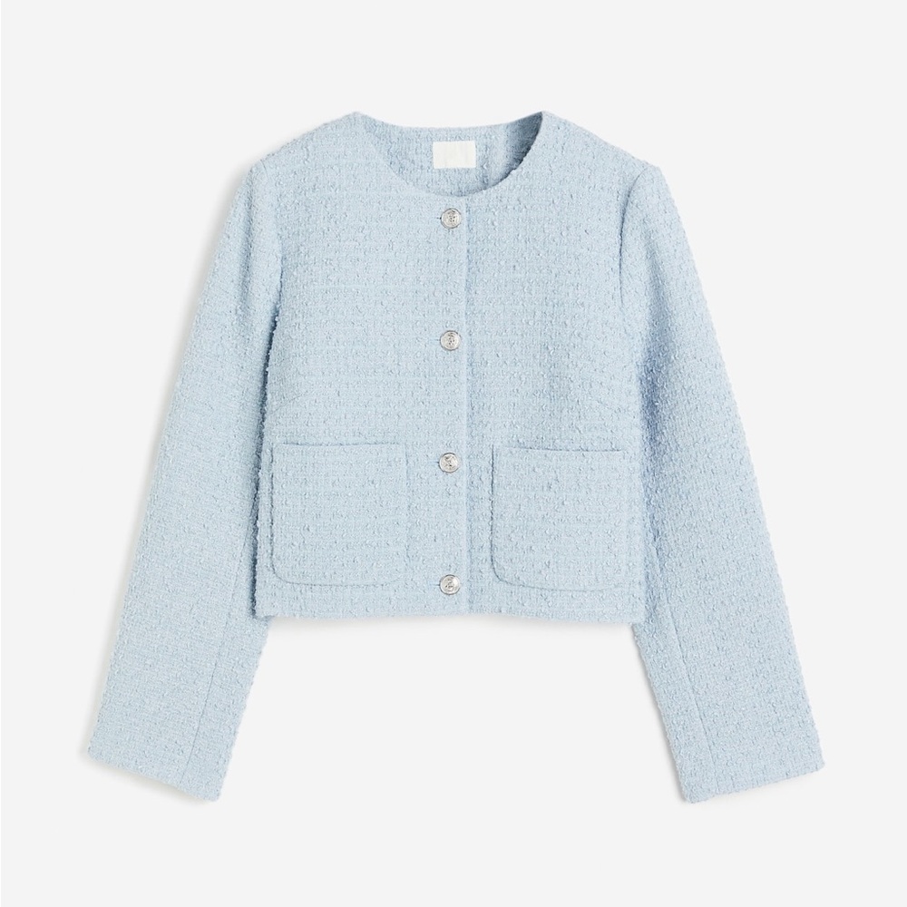 H&M Light Blue Bouclé Lady Jacket Size XXL 2XL NWT